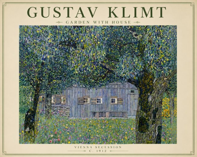 Klimt Garden with House No5 - Plakat