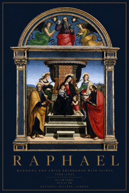 Raphael Madonna and Child Enthroned with Saints No3 - Plakat