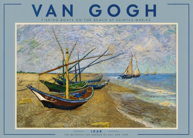 Van Gogh Fishing Boats on the Beach at Saintes-maries No6 - Plakat