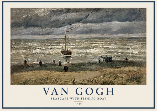 Van Gogh Seascape with Fishing Boat No2 - Plakat