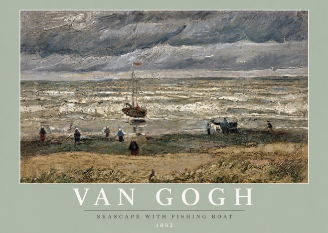 Van Gogh Seascape with Fishing Boat No3 - Plakat