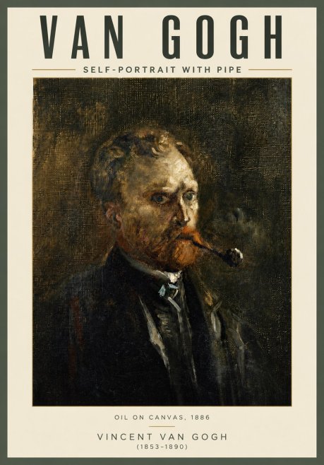Van Gogh Self-portrait with Pipe No4 - Plakat