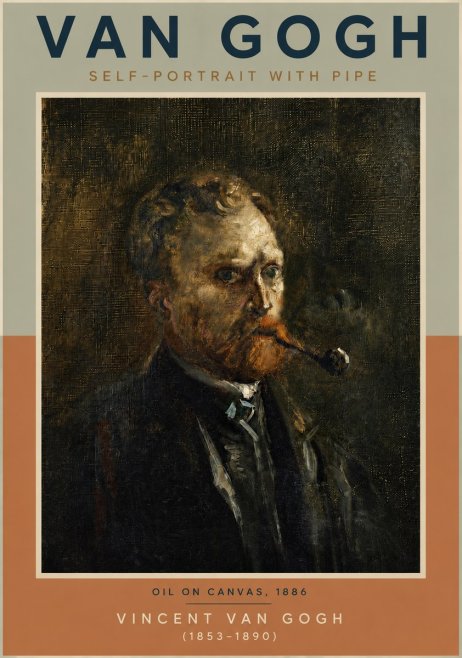 Van Gogh Self-portrait with Pipe No5 - Plakat