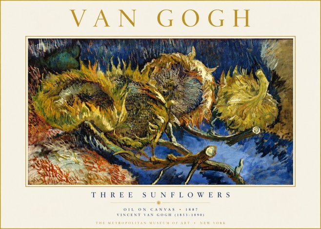 Van Gogh Three Sunflowers No3 - Plakat