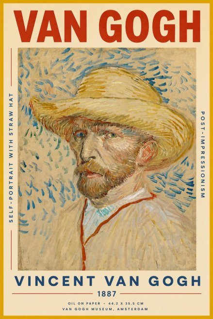 Van Gogh Self-portrait with Straw Hat II No2 - Plakat