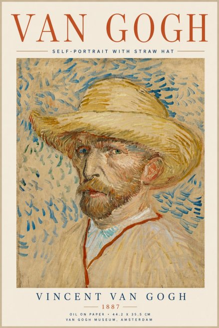Van Gogh Self-portrait with Straw Hat II No6 - Plakat