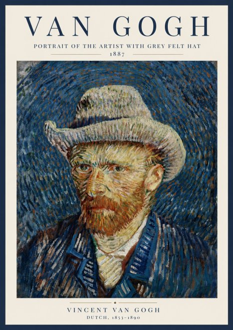 Van Gogh Portrait of the Artist with Grey Felt Hat No4 - Plakat