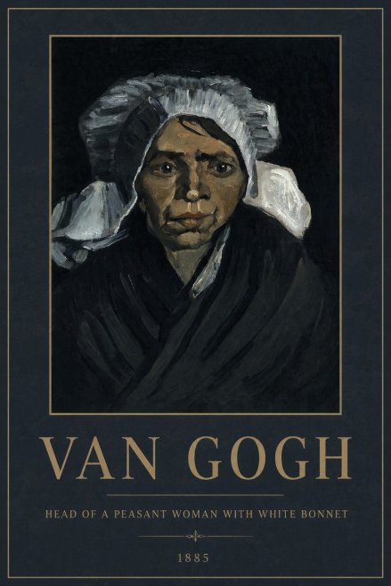 Van Gogh Head of a Peasant Woman with White Bonnet No2 - Plakat