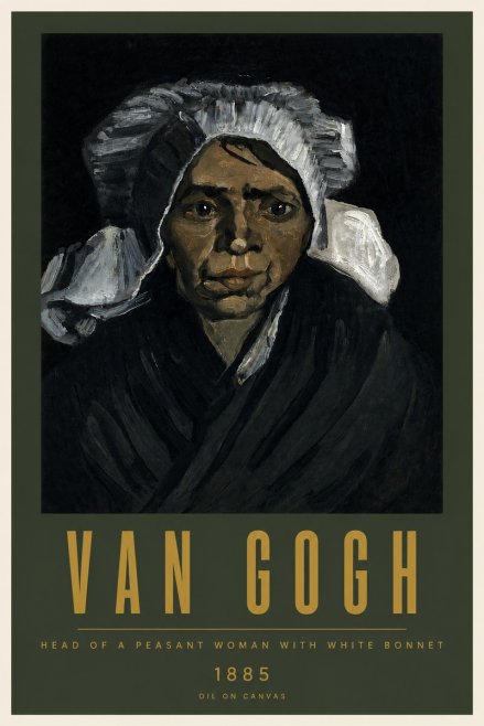 Van Gogh Head of a Peasant Woman with White Bonnet No5 - Plakat