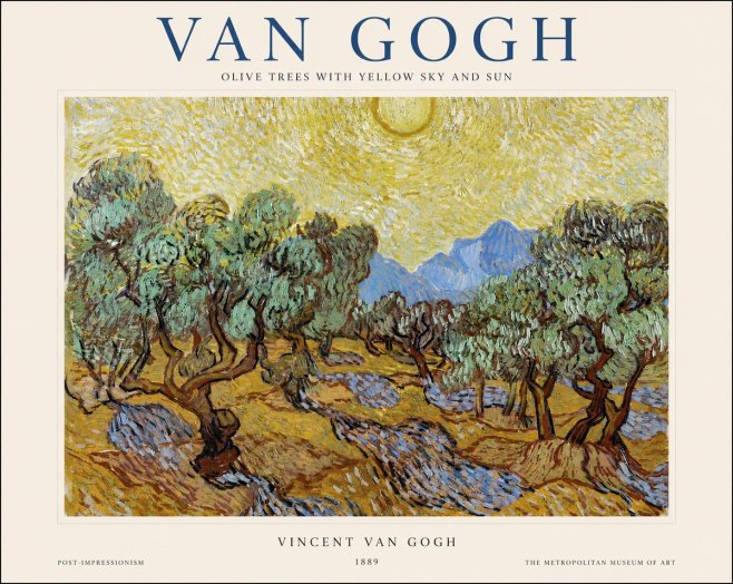 Van Gogh Olive Trees with Yellow Sky and Sun No1 - Plakat