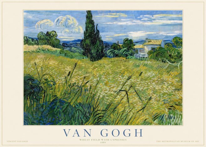 Van Gogh Wheat Field with Cypresses No1 - Plakat