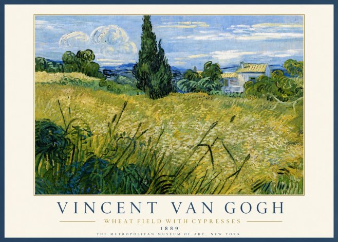 Van Gogh Wheat Field with Cypresses No6 - Plakat