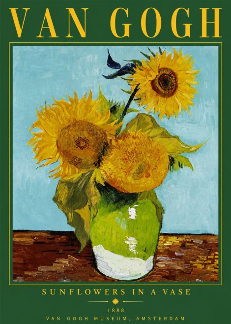 Van Gogh Sunflowers in a Vase No4 - Plakat