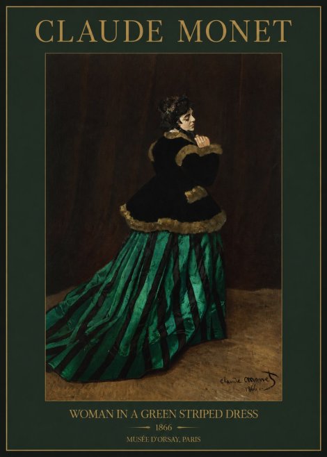 Monet Woman in a Green Striped Dress No2 - Plakat