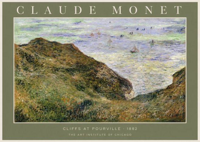 Monet Cliffs at Pourville II No2 - Plakat