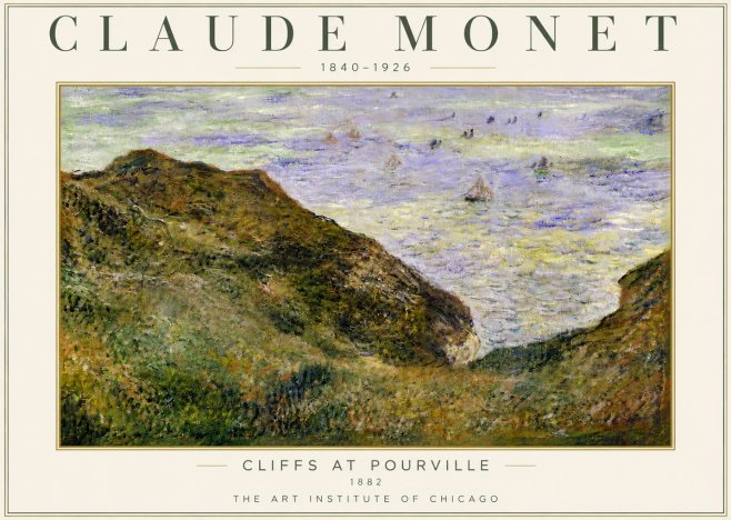 Monet Cliffs at Pourville II No5 - Plakat