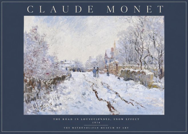 Monet The Road in Louveciennes, Snow Effect No2 - Plakat