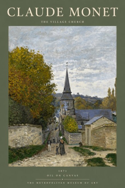 Monet The Village Church No2 - Plakat