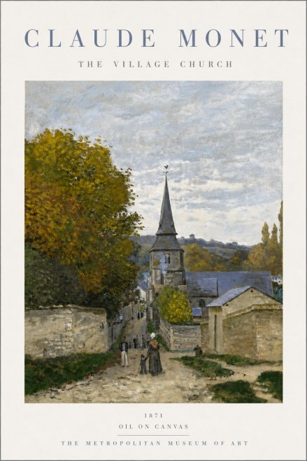 Monet The Village Church No5 - Plakat