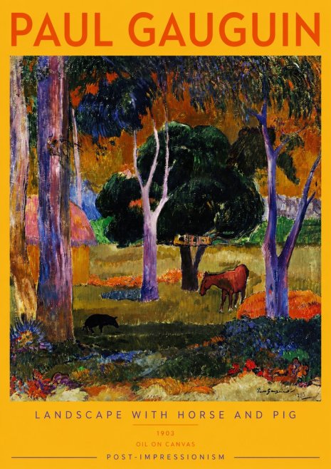 Paul Gauguin Landscape with Horse and Pig No2 - Plakat