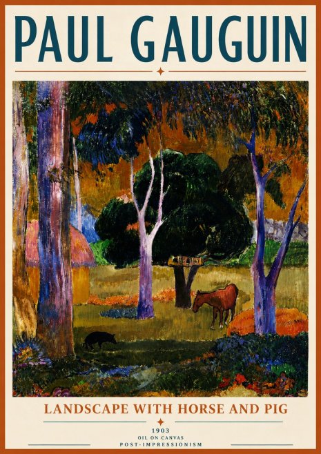 Paul Gauguin Landscape with Horse and Pig No6 - Plakat