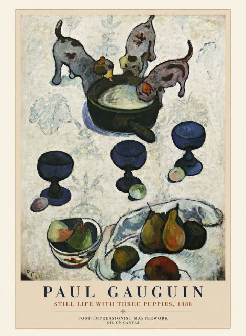 Paul Gauguin Still Life with Three Puppies, 1888 No1 - Plakat
