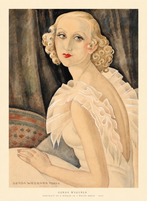 Gerda Wegener Portrait of a Woman in a White Dress No6 - Plakat