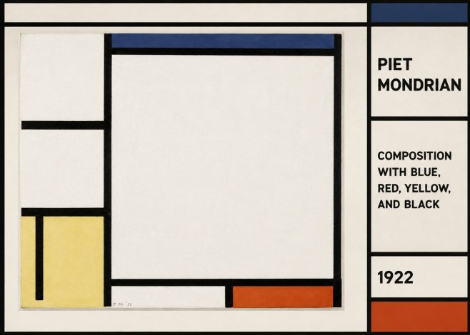 Piet Mondrian Composition with Blue, Red, Yellow, and Black No2 - Plakat