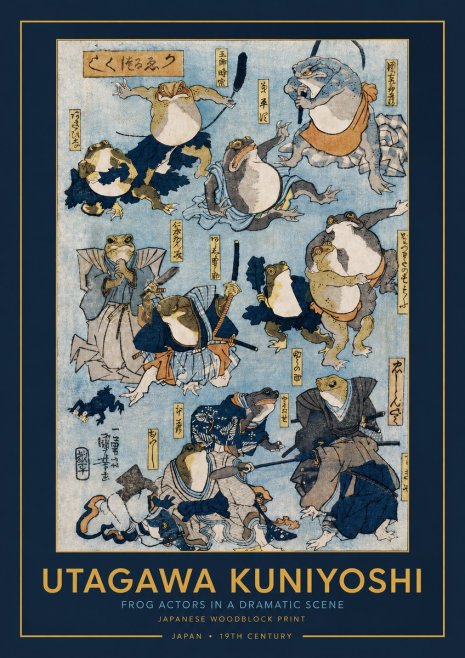 Utagawa Kuniyoshi Frog Actors in a Dramatic Scene No3 - Plakat