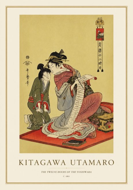 Kitagawa Utamaro The Twelve Hours of the Yoshiwara No1 - Plakat