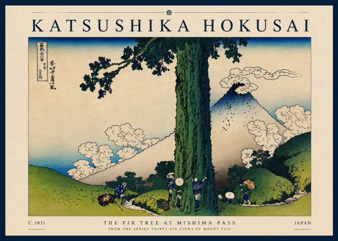 Katsushika Hokusai The Fir Tree at Mishima Pass No6 - Plakat