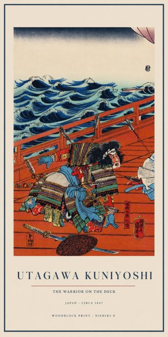 Utagawa Kuniyoshi The Warrior on the Deck No1 - Plakat