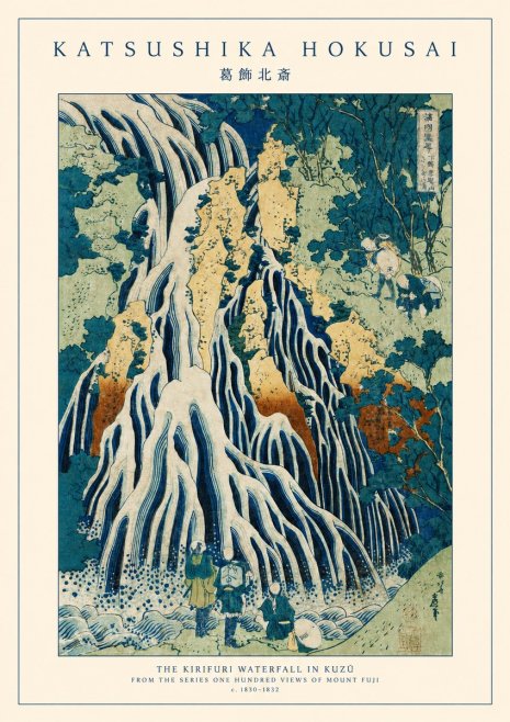 Katsushika Hokusai The Kirifuri Waterfall in Kuzū from the Series One Hundred Views of Mount Fuji No1 - Plakat