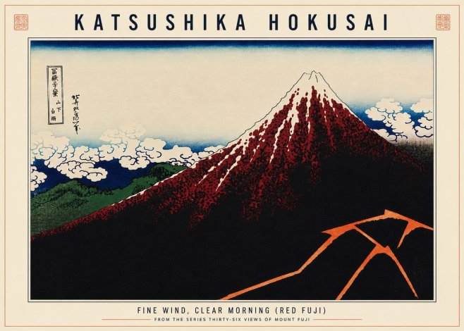 Katsushika Hokusai Fine Wind, Clear Morning (Red Fuji) II No6 - Plakat