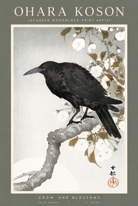 Ohara Koson Crow and Blossoms I No2 - Plakat