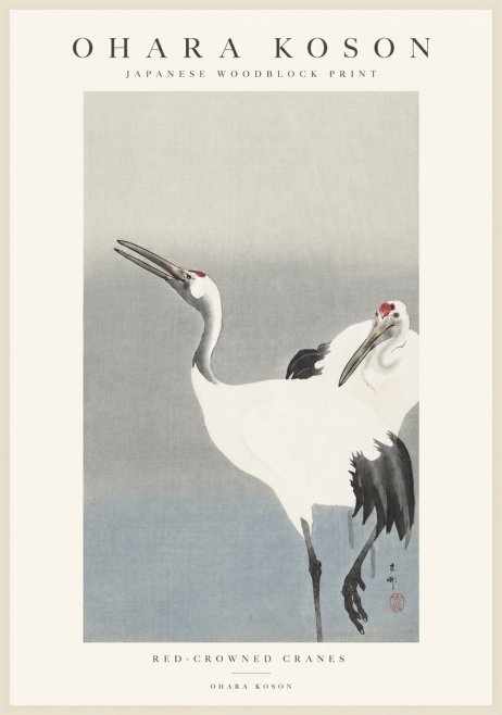 Ohara Koson Red-crowned Cranes No1 - Plakat