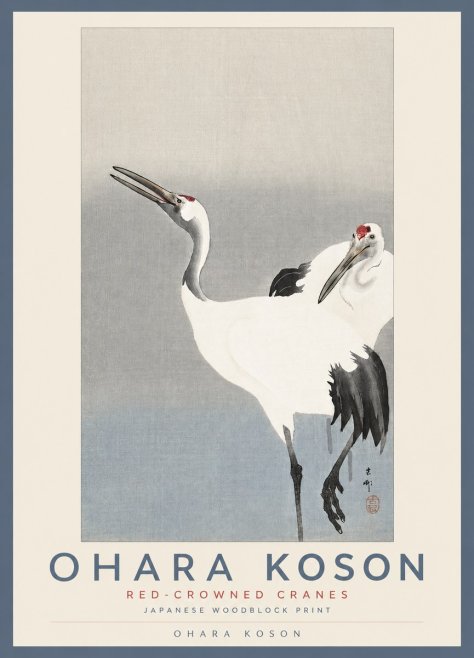 Ohara Koson Red-crowned Cranes No2 - Plakat