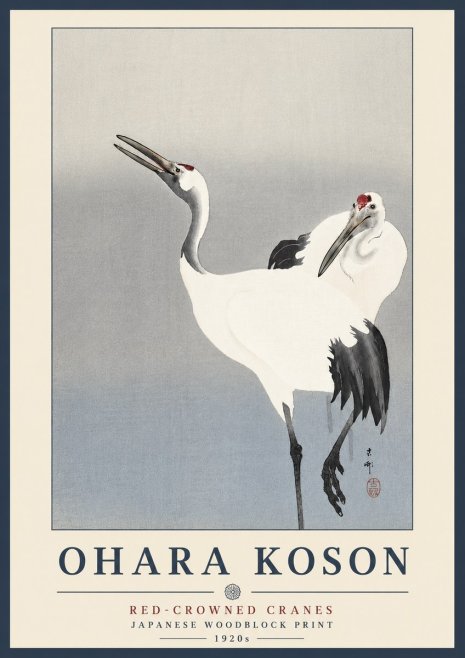 Ohara Koson Red-crowned Cranes No3 - Plakat