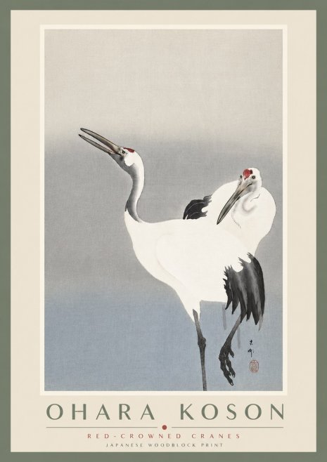 Ohara Koson Red-crowned Cranes No4 - Plakat