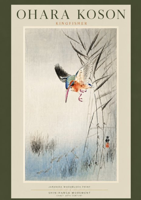 Ohara Koson Kingfisher No5 - Plakat