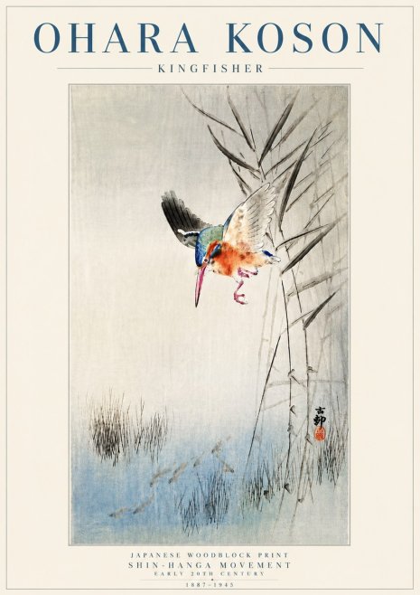 Ohara Koson Kingfisher No6 - Plakat
