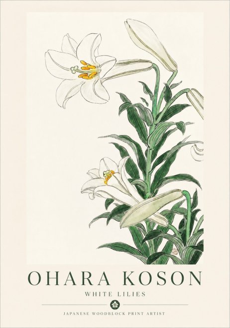 Ohara Koson White Lilies No1 - Plakat