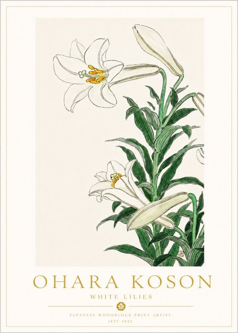Ohara Koson White Lilies No3 - Plakat