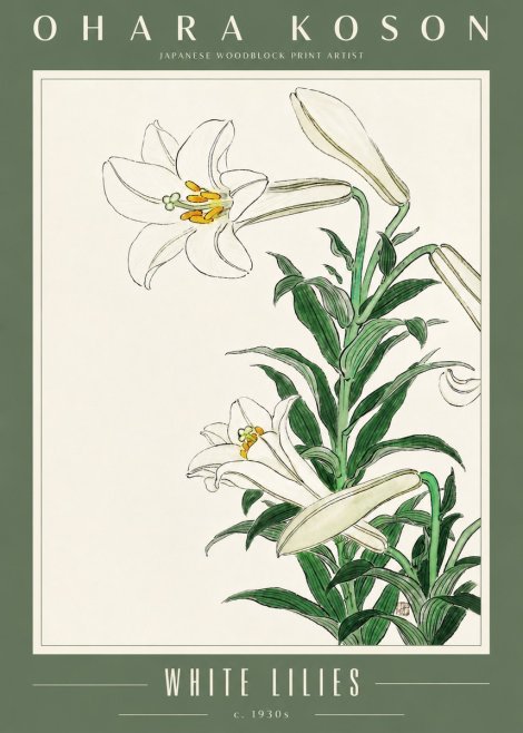 Ohara Koson White Lilies No4 - Plakat