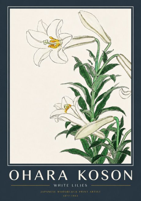 Ohara Koson White Lilies No5 - Plakat