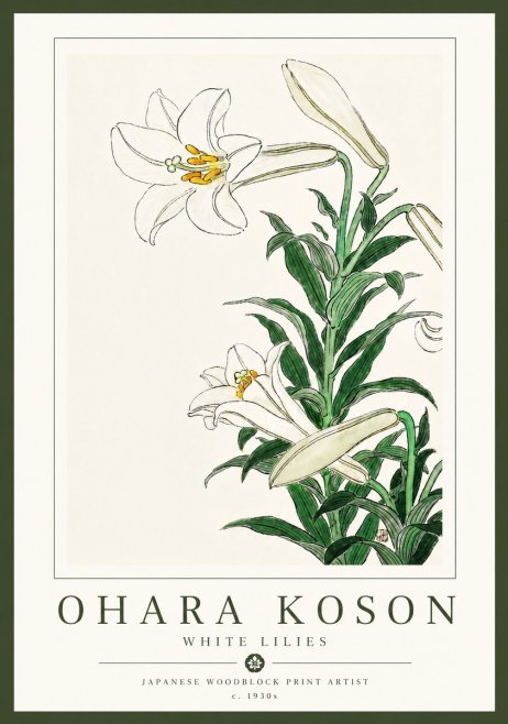 Ohara Koson White Lilies No6 - Plakat