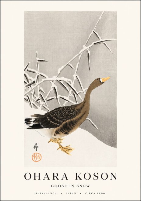 Ohara Koson Goose in Snow No1 - Plakat