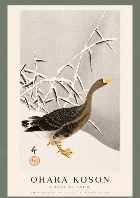 Ohara Koson Goose in Snow No3 - Plakat