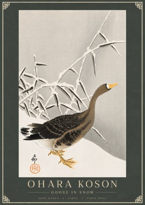 Ohara Koson Goose in Snow No4 - Plakat