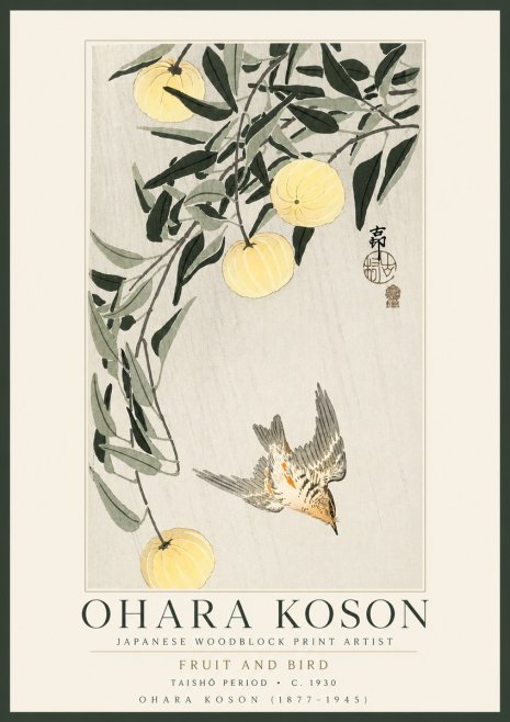Ohara Koson Fruit and Bird No3 - Plakat